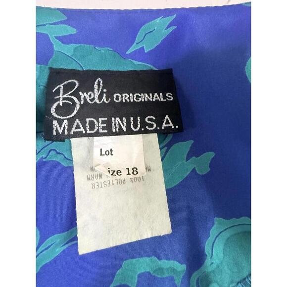 Vintage Berli Original 1970’s  Blue Floral Button-Up Blouse Size 18 Made in USA - Picture 6 of 7